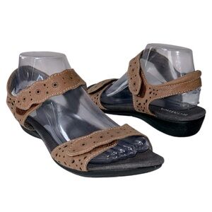 Romika Size EU 38 brown suede leather comfort sandals. Adjustable hook and loop.